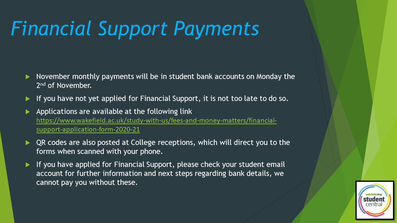 November Financial Support Payment
