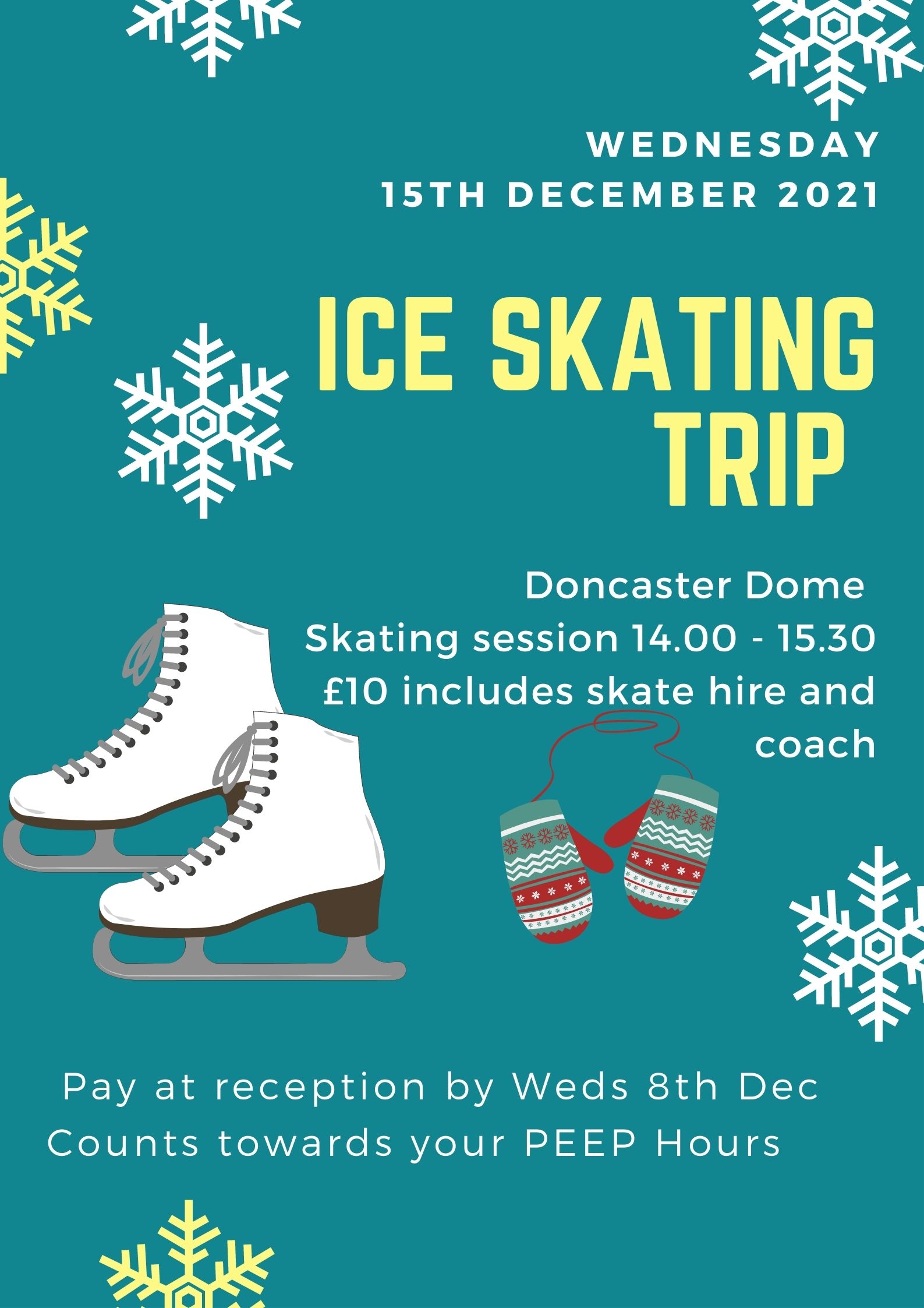 Ice skating trip Doncaster Dome 15 December