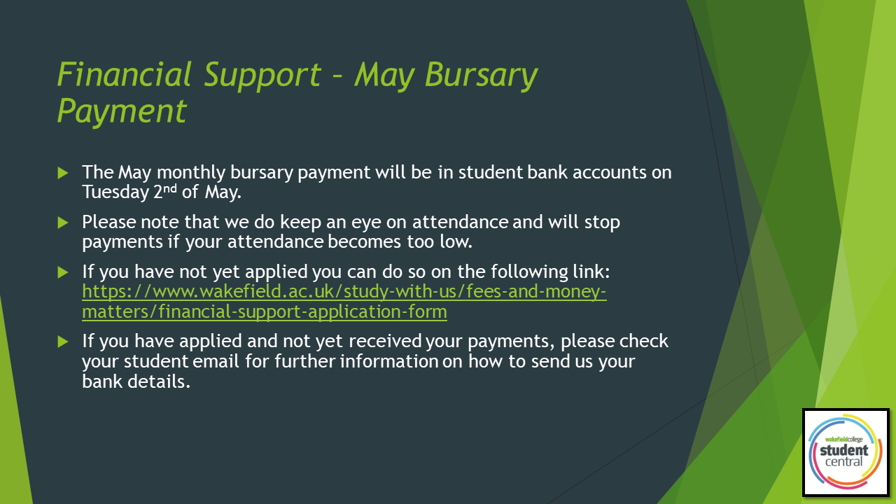 May Bursary Payment