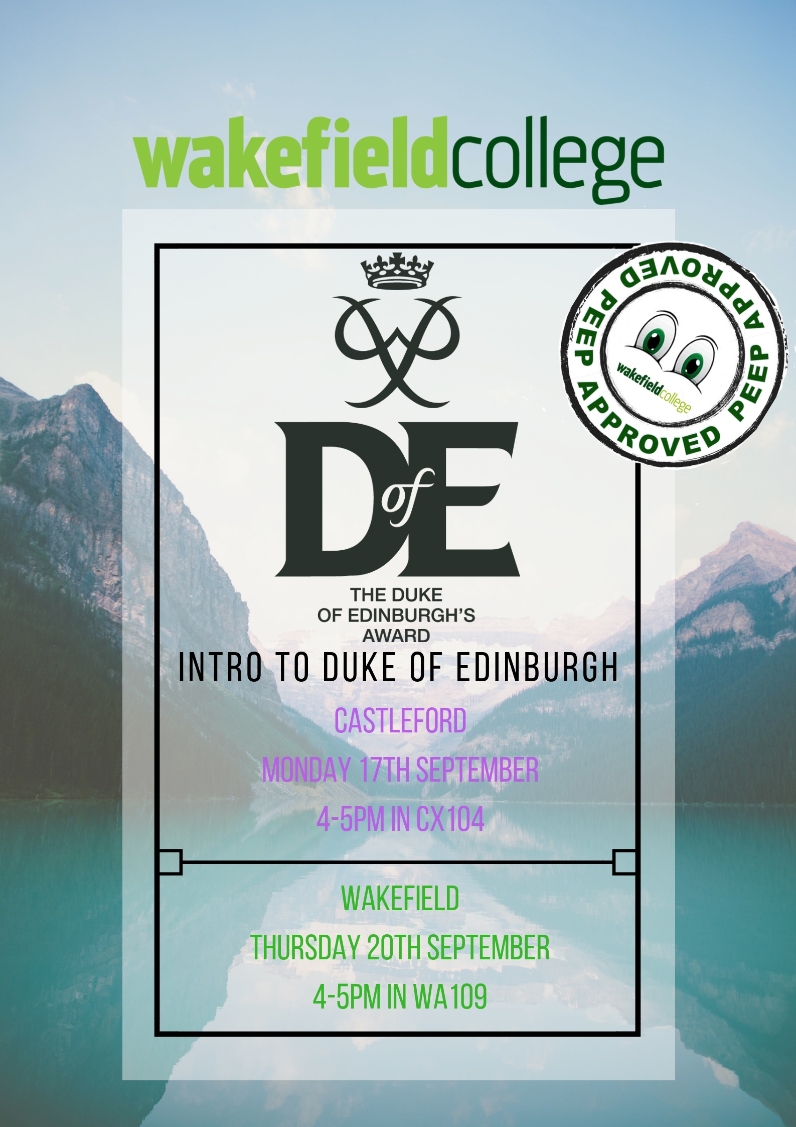 Duke of Edinburgh Meeting, Wakefield 20th September, 4pm to 5pm