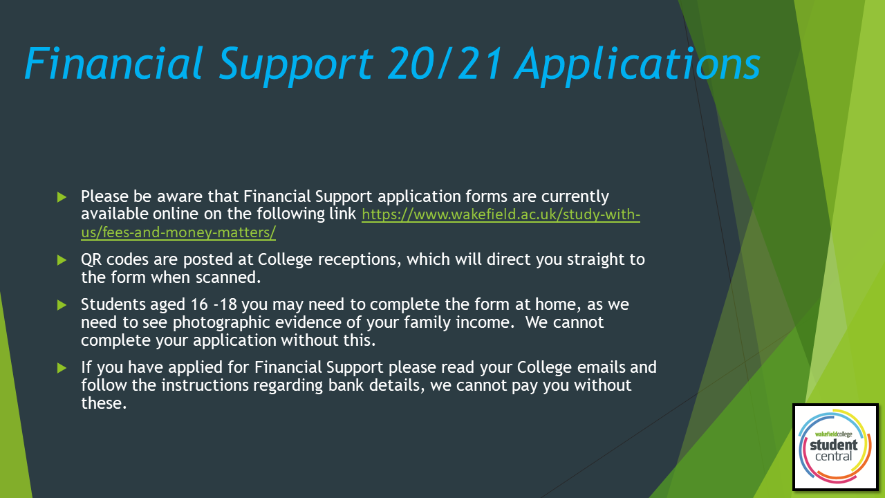Financial Support Applications Available